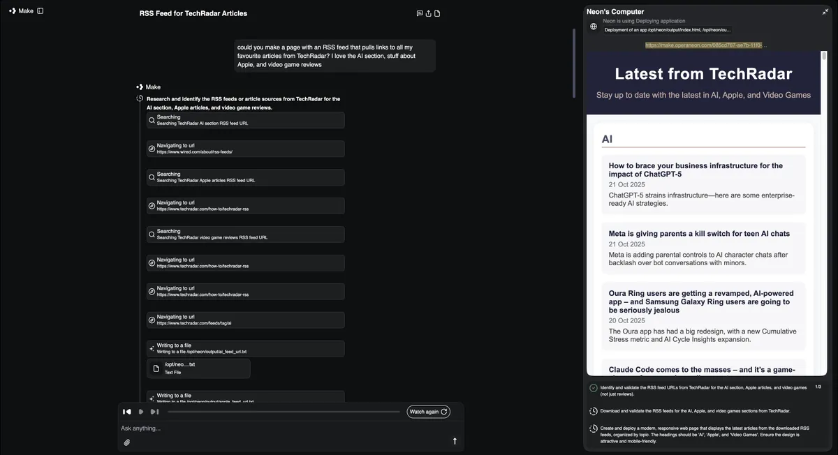 مرورگر هوش مصنوعی Opera Neon