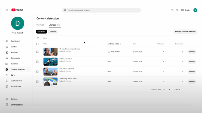 فناوری شناسایی شباهت یوتیوب