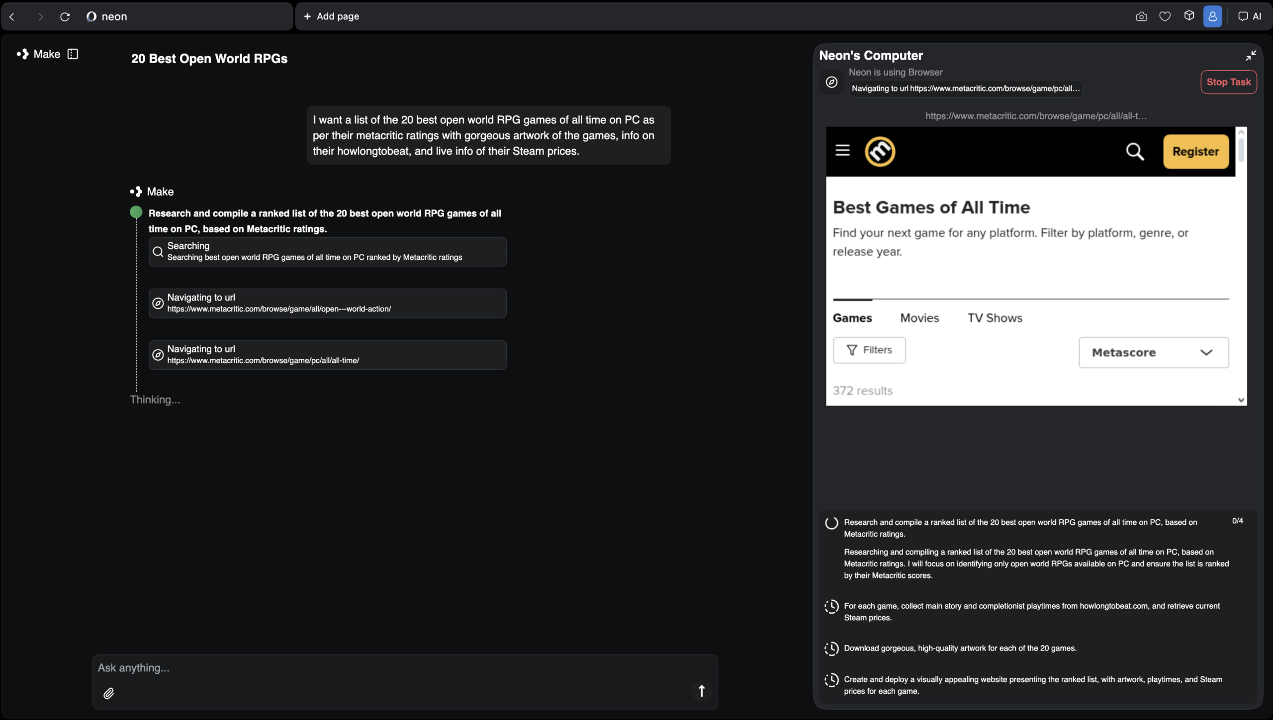 مرورگر هوش مصنوعی اپرا نئون